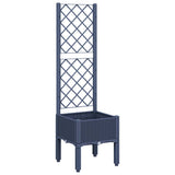 Garden Planter with Trellis Blue Grey 40x40x142 cm PP 367916
