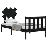 Bed Frame without Mattress Black Small Single Solid Wood Pine 3193430