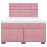 Box Spring Bed with Mattress Pink 140x190 cm Velvet 3290923