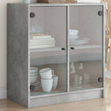 Side Cabinet with Glass Doors Concrete Grey 68x37x75.5 cm 836423