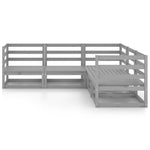 5 Piece Garden Lounge Set Grey Solid Wood Pine 3075726
