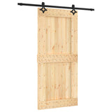 Sliding Door Natural and Black 95 x 210 cm Solid Pine Wood 3445071