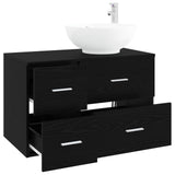 Bathroom Furniture Set 2 pcs Black Oak Engineered Wood 3403993