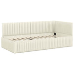 Corner Bed Frame with Headboard Cream 90 x 190 cm Velvet 42016263