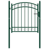 Fence Gate EMMEN with Arched Top Steel 100x86 cm Green 146363