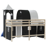 Curtains for Loft Bed with Tunnel and Tower White and Black 835919