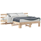 Bed Frame with Headboard Brown 140 x 200 cm Solid Pine Wood 3385688