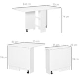 Folding Dining Table, Drop Leaf Table with 2-Tier Shelves, Rolling Casters, for Small Spaces, T3398P344134