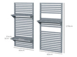 Wall Mounted Plant Stands Set of 2, Fir Wood Flower Stand with Shelves and Slatted Trellis for T3398P325123
