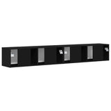 TV Wall Cabinet 2 pcs Black Engineered Wood 892232