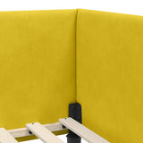 Corner Bed Frame with Headboard Yellow 90 cm x 200 cm Velvet 42016232