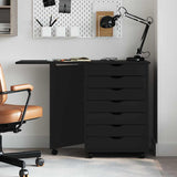 Rolling Cabinet with Desk MOSS Black Solid Wood Pine 4015790