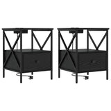 Bedside Cabinet with Drawer 2 pcs Black Oak 41.5 x 40.5 x 55 cm 859551