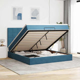 ZNTS Ottoman Bed with Mattresses Dark Blue 160x200cm Velvet 3313485