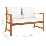 Garden Bench 120 cm with Cream Cushion Solid Wood Acacia 318339