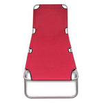 ZNTS Folding Sun Lounger Powder-coated Steel Red 41479