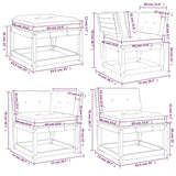 5 Piece Garden Lounge Set with Cushions White Solid Wood Pine 3216921