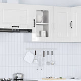 Kitchen Wall Cabinet with Glass Door Kalmar High Gloss White Engineered Wood 853529