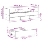 ZNTS Daybed with Drawers without Mattress Brown Oak 75x190 cm Small Single 3280838