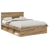 Bed Frame Artisian Oak 140 x 190 cm Solid Pine Wood 3410608