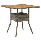 Garden Table with Acacia Wood Top Grey 80x80x75 cm Poly Rattan 365520