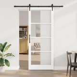 Sliding Door White 93 x 232 cm Solid Pine Wood and Glass 3332348