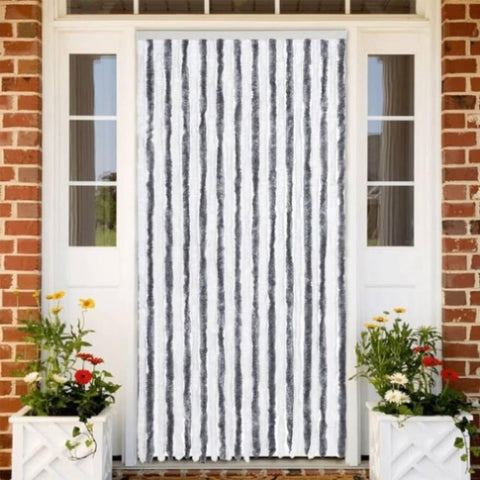ZNTS Fly Curtain Grey and White 100x200 cm Chenille 377369