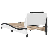 Bed Frame without Mattress "Zadar" White and Black 90x200 cm Faux Leather 3208162