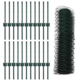 Fence with Post Green 0.4 x 50 m Steel and PVC 3336739
