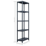 Storage Shelf Racks 5 pcs Black 125 kg 60x30x180 cm Plastic 276258