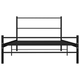 Bed Frame Black Metal Single Durable Bed Frame Rectangular 284689