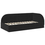Corner Bed Frame with Headboard Black 90 cm x 200 cm Velvet 42016651