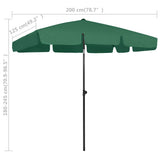 Beach Parasol Green Polyester 200x125 cm Tiltable Beach Parasol 314728
