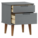 Bedside Cabinet MOLDE Grey 40x35x48 cm Solid Wood Pine 350497