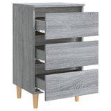 Bed Cabinet with Solid Wood Legs Grey Sonoma 40x35x69 cm 813136