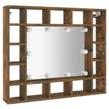 Mirror Cabinet with LED Smoked Oak 91x15x76.5 cm 820448