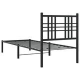 Metal Bed Frame without Mattress with Headboard Black 75x190cm 376314