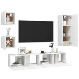 ZNTS 5 Piece TV Cabinet Set White Engineered Wood 3078696