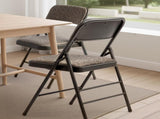 2pcs Black Patterned Padded Folding Chairs, Conference Event Chairs with Soft Seat , 20404323