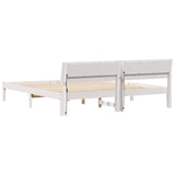 Bed Frame with Headboard White 200 x 200 cm Solid Pine Wood 3385743