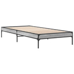 ZNTS Bed Frame Grey Sonoma 100x200 cm Engineered Wood and Metal 845029