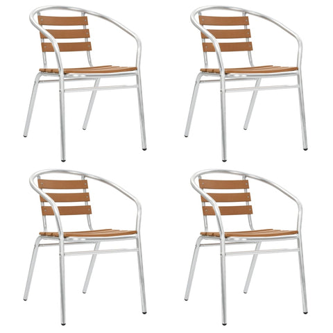 ZNTS Stackable Garden Chairs 4 pcs Aluminium and WPC Silver 48710