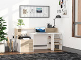 Computer Desk with Drawers and Storage Shelves, Office Desk Writing Table with Printer Stand, Large T3398P377527
