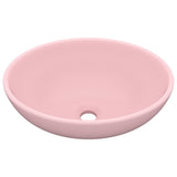 Luxury Basin Oval-shaped Matt Pink 40x33 cm Ceramic 146922