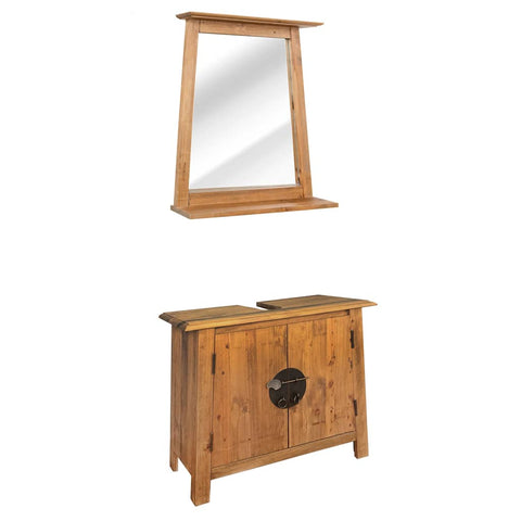 ZNTS Bathroom Furniture Set Solid Pinewood 246040