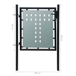 Black Single Door Fence Gate 100 x 150 cm 141685