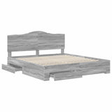 Bed Frame with Drawer Grey Sonoma 200 x 200 cm Engineered Wood 3413567
