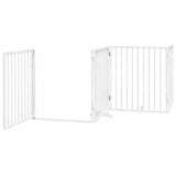 Dog Gate with Door Foldable 4 Panels White 320 cm Poplar Wood 352187
