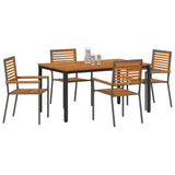 Garden Dining Set 5 pcs Grey Poly Rattan 3365497