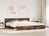 Bed Frame Smoked Oak 200 x 200 cm Solid Pine Wood 3410559